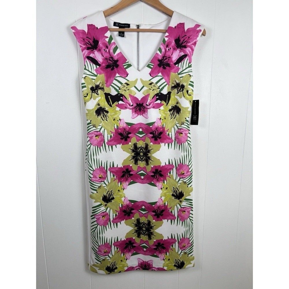 INC International Concepts Tropical Floral Midi Dress - Pink, Yellow, Green